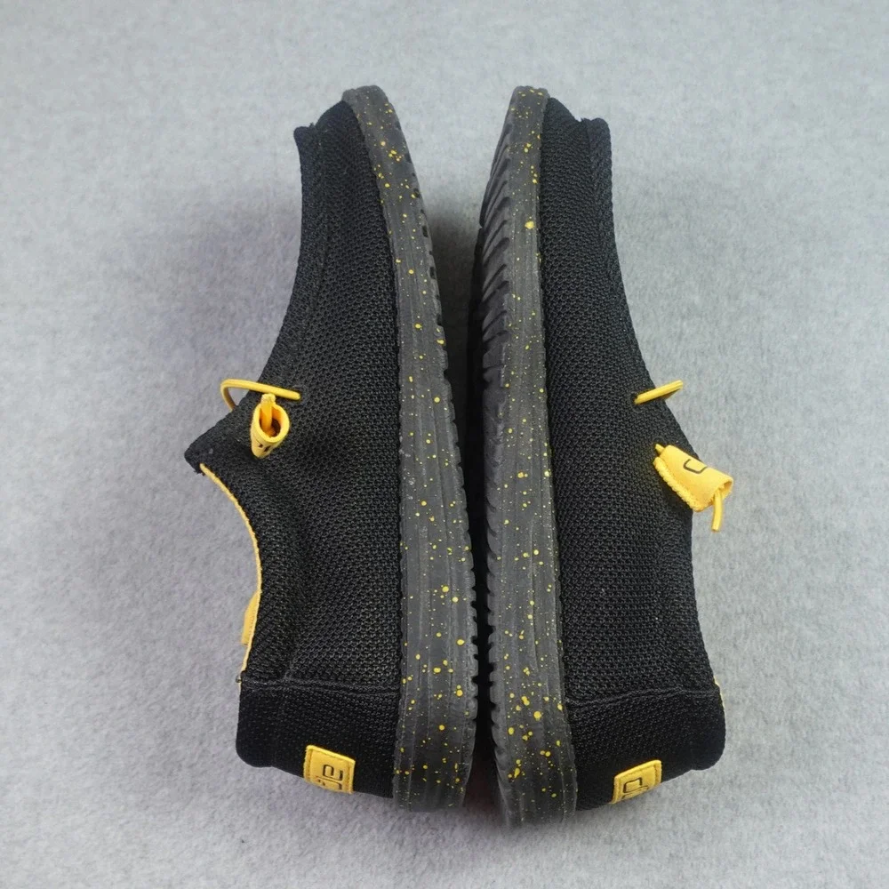 Hey Dude Shoes Mens Size 9 Black Yellow Casual Wally Sox Loafer Lightweight - Picture 5 of 10